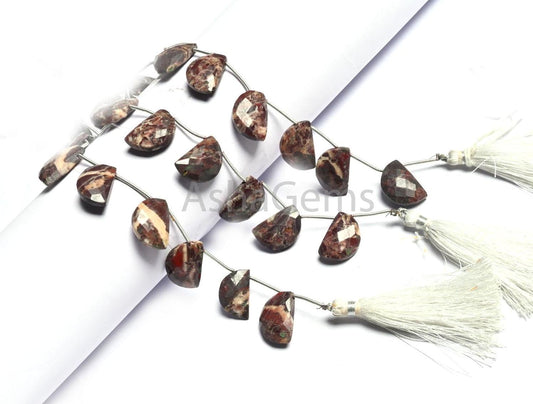 Beautiful Coconut Jasper Faceted Briolette Beads,12-18 mm Jasper Fancy D Shape Beads, Jasper Side Drill Beads For Jewelry Making Craft SALE