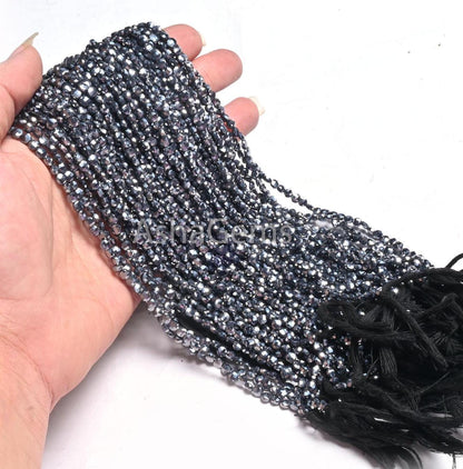Beautiful Terra Hertz Faceted Coin Shape Beads,4 mm Silver Grey Black terahertz Briolette Gemstone Coin Tiny Beads Jewelry Making Craft SALE