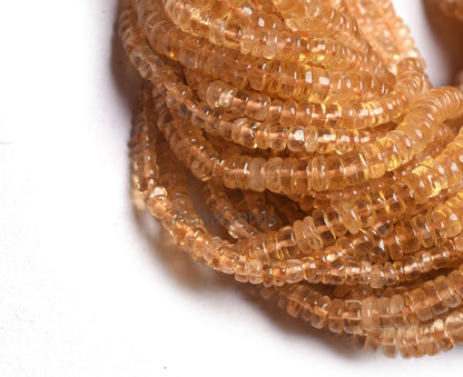 Natural Yellow Citrine Quartz Smooth Flat Tyre Beads, Fine Citrine Plain Handmade Heishi tyre bead Gemstone Citrine Bead Jewelry Making SALE