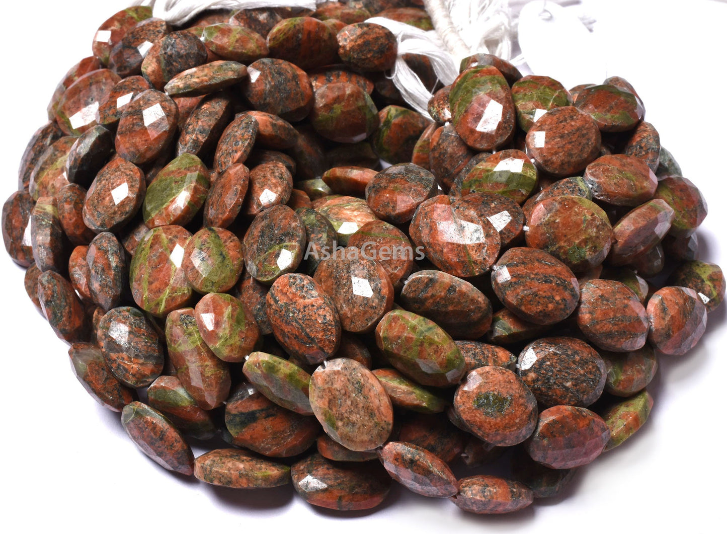 11" Strand Beautiful Unakite Faceted Oval Shape Beads,Natural Unakite Faceted Handmade Beads, Unakite Loose Beads, Unakite Jewelry Crafts