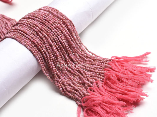 2.5mm Pink Rhodochrosite Micro Cut Gemstone Beads, Natural Rhodochrosite Beads Rhodochrosite Machine Cut Rondelle Bead Necklace Jewelry SALE