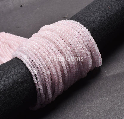 3.5 mm Natural Pink Rose Quartz Micro Faceted Round ball Beads, Fine Rose Quartz Machine Cut roundelle  Gemstone Beads Rose quartz Jewelry