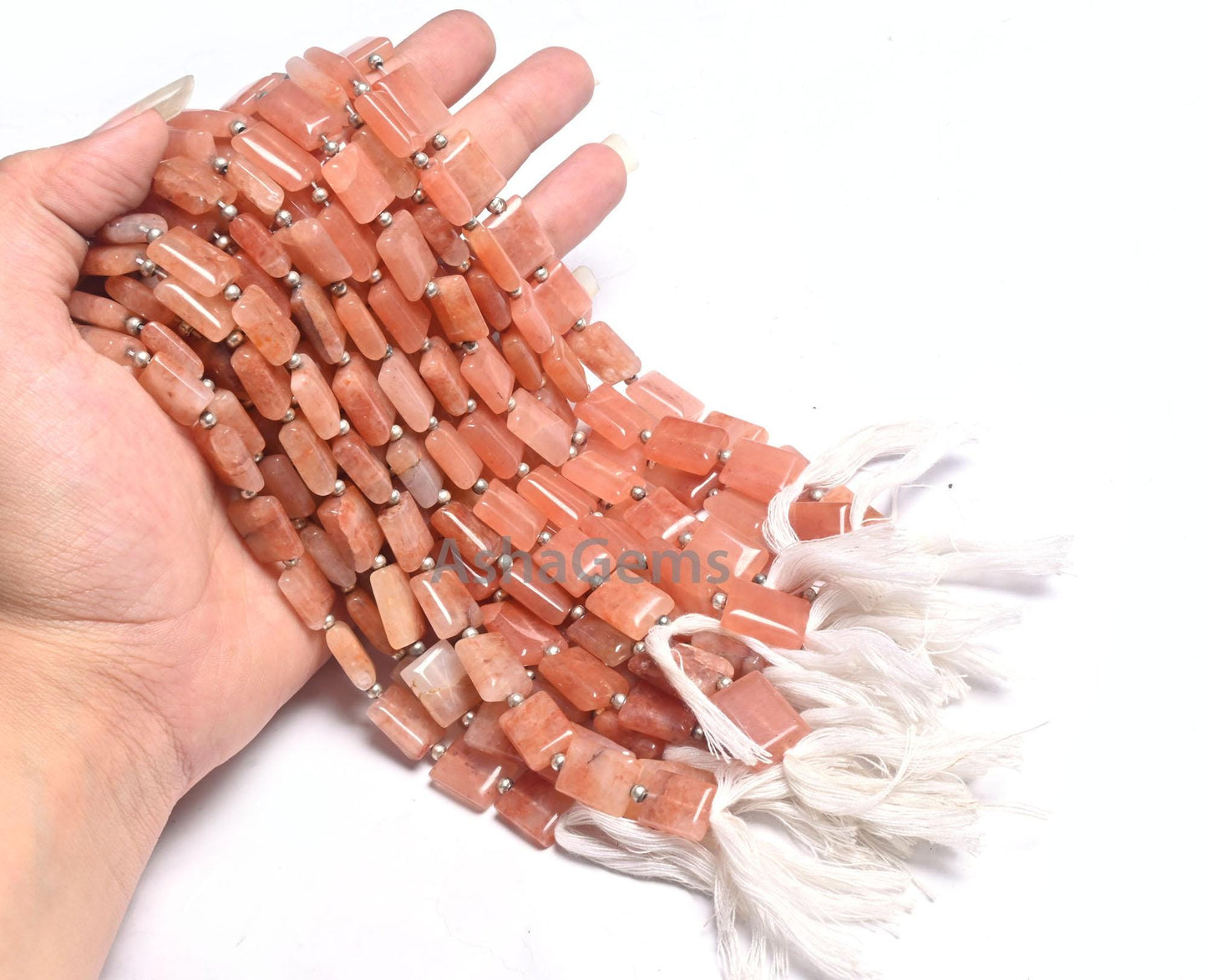 Beautiful Peach Quartz Rectangle Shape Smooth Gemstone Beads,9" Pink Quartz Fancy Chicklet Straight Drill Handmade Beads Jewelry Crafts SALE