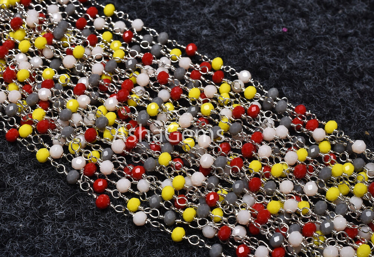 Beautiful Multi Color Disco Hydro Faceted Beads Rosary Chain,3 mm Silver Plated Wire Wrap Handmade Rosary Chain For Jewelry Making Necklace