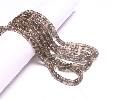 Fine Smoky Quartz Handmade Flat Tyre Shape Smooth Beads,18" Strand natural  Smoky Plain Tyre Gemstone Loose Smoky Beads Jewelry making Craft