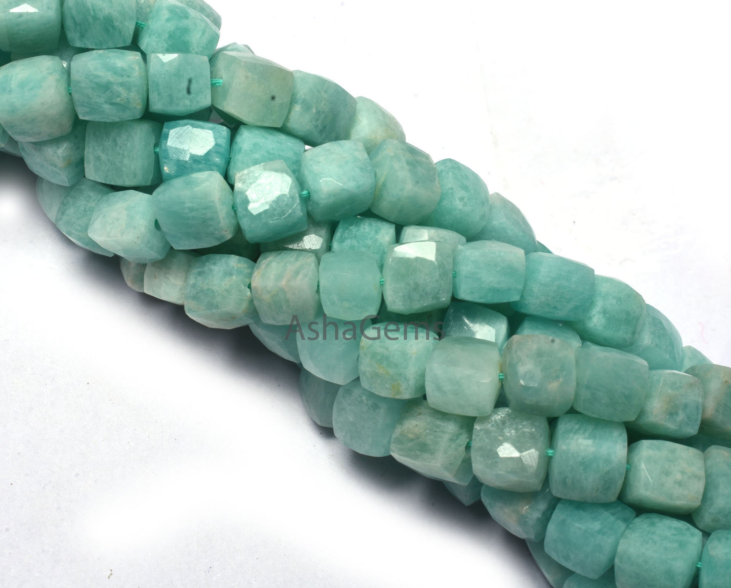 Beautiful Amazonite Faceted Box Shape Gemstone Beads,8"Strand Natural Blue Amazonite 3D Cube Box Bead, Amazonite Cube Beads For Jewelry SALE