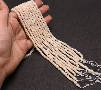 Beautiful Ivory Cream Color Jade Quartz Faceted Rondelle Gemstone Loose Beads,4.5 mm Cream Jade Quartz Machine Cut Beads, Jade Beads Jewelry