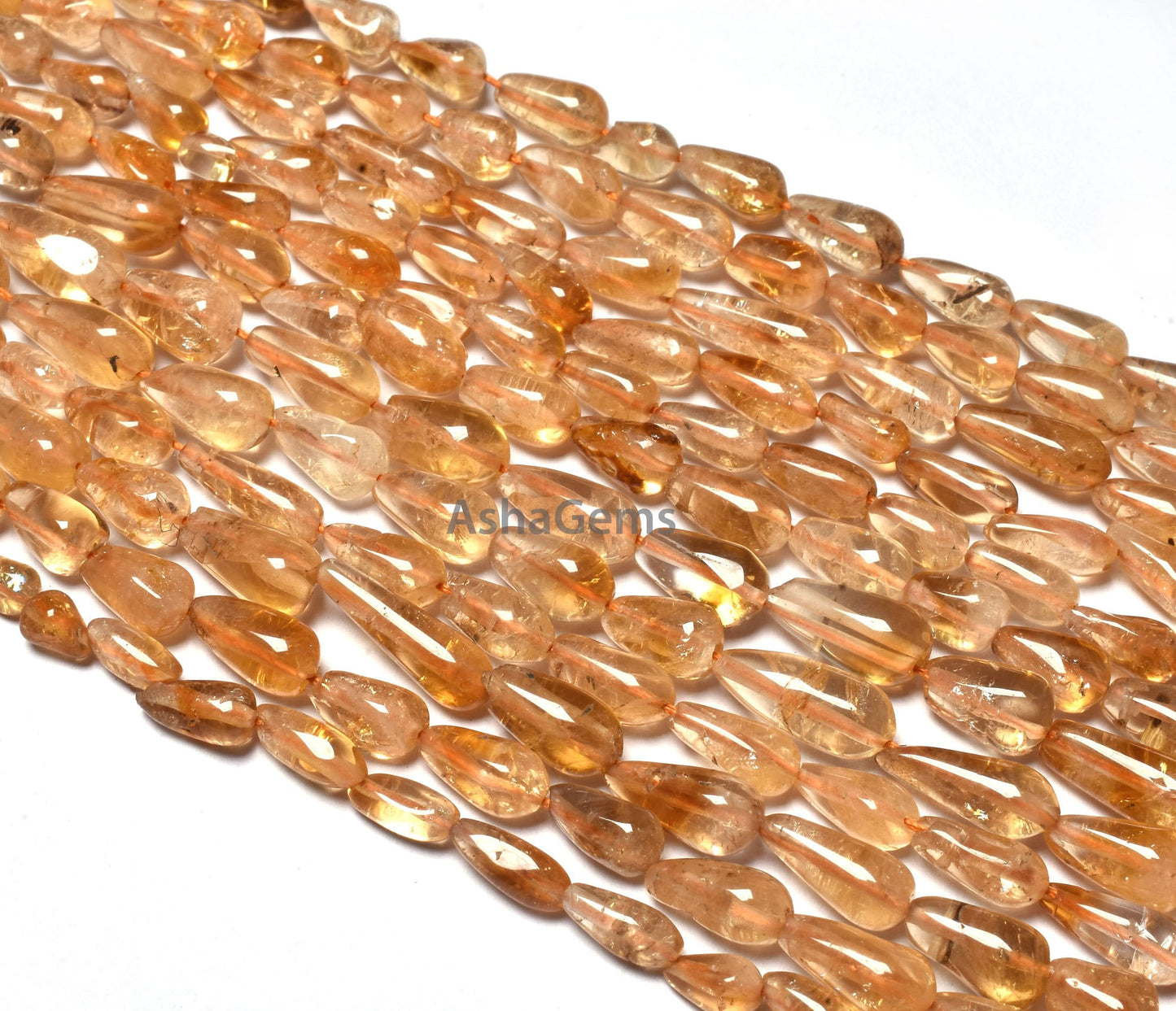 Beautiful Citrine Quartz Smooth Drops Shape Beads Natural Citrine Handmade Teardrop Gemstone Beads Straight Drill Jewelry Beads For Crafts