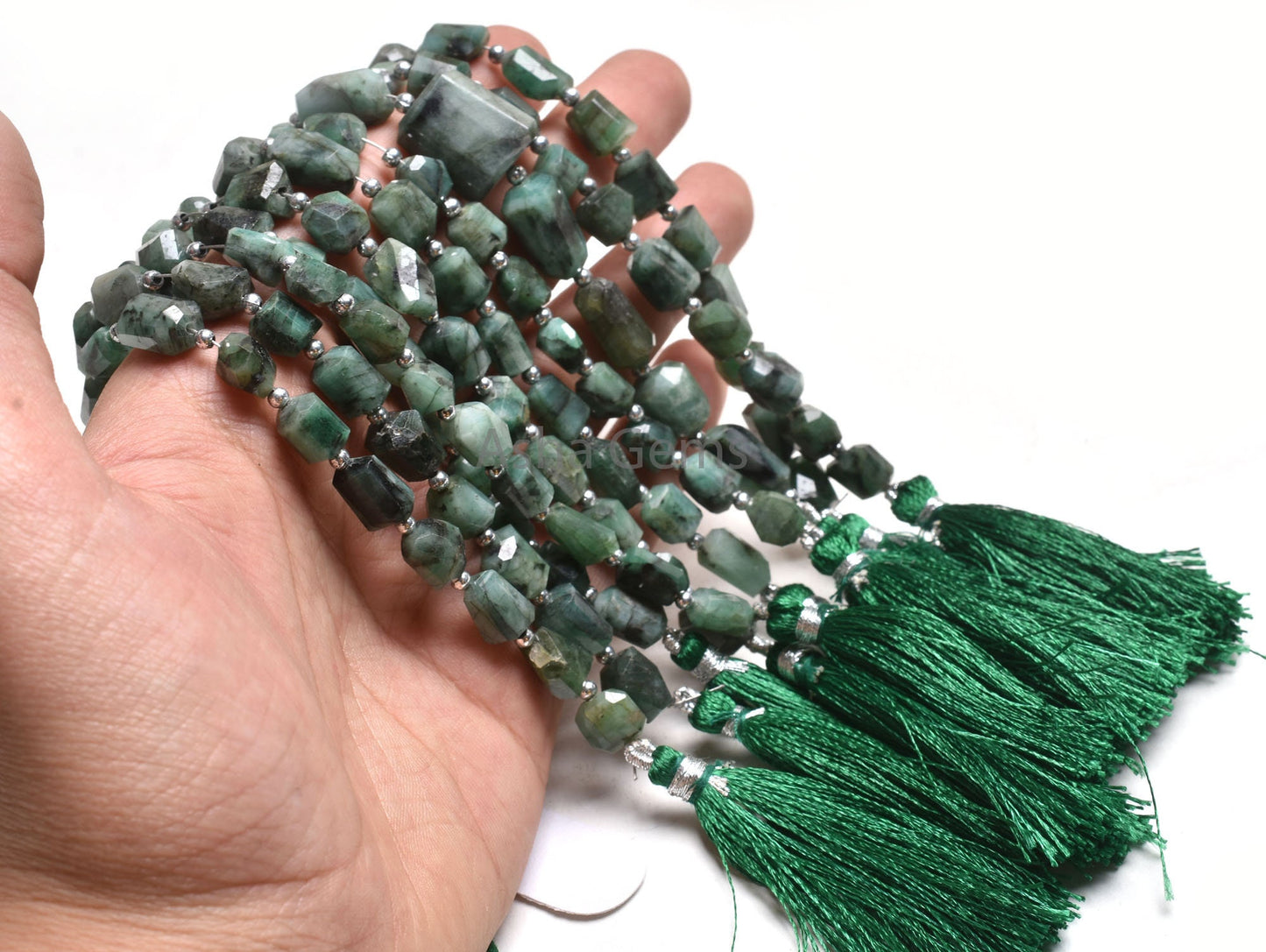 Real Emerald Faceted Nugget Shape Gemstone Beads, Natural Sakota Emerald Indian Cut Tumble Uneven Beads, Green Emerald Beads Jewelry Crafts