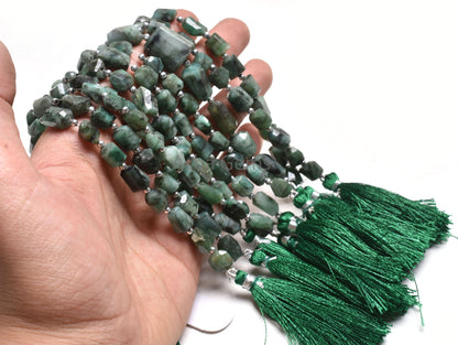 Real Emerald Faceted Nugget Shape Gemstone Beads, Natural Sakota Emerald Indian Cut Tumble Uneven Beads, Green Emerald Beads Jewelry Crafts
