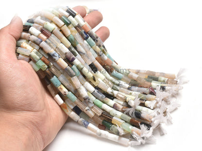 Multi Color Stone Pipe Shape Straight Drill Beads,9" Mix Gemstone Disco Fancy Tube Beads,6-12mm Gemstone Uneven Pipe Bead Jewelry Craft SALE