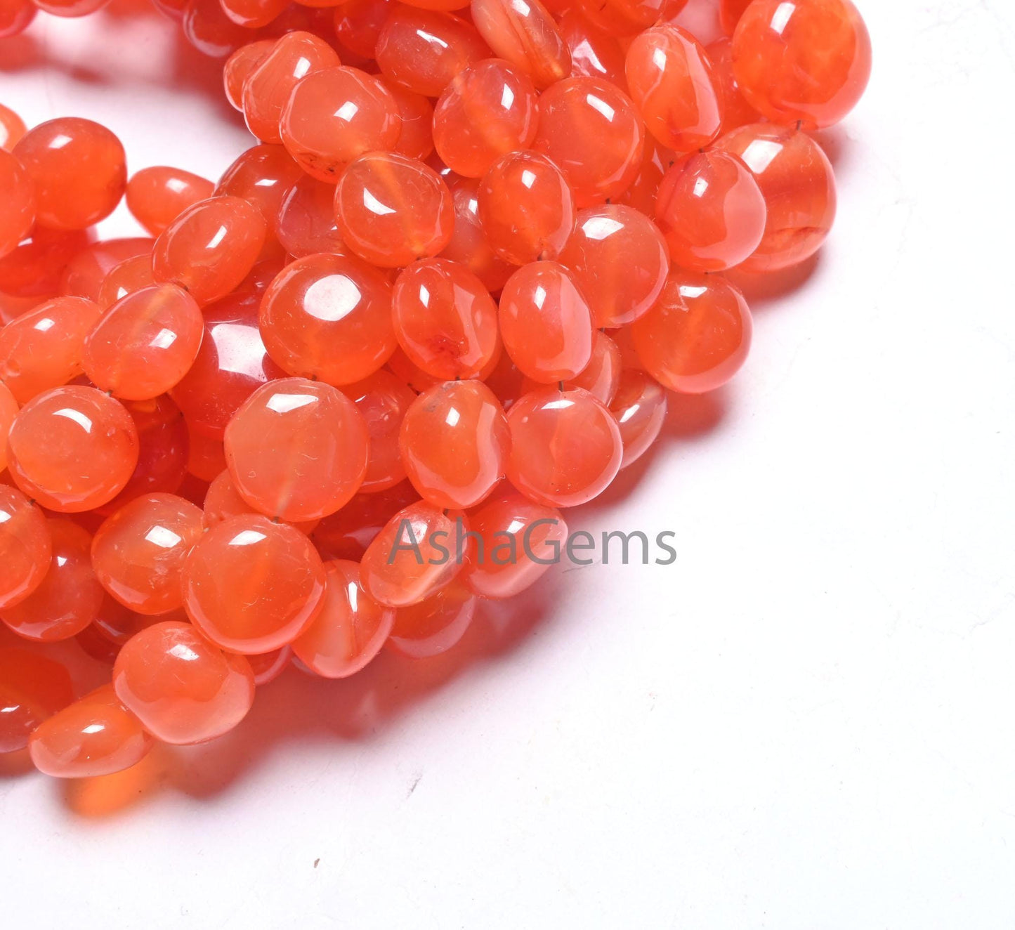 Fine Quality Carnelian fancy puff Coin Gemstone Beads, Natural Red Orange Carnelian Smooth Coin handmade Cornelian Bead Jewelry Making Craft