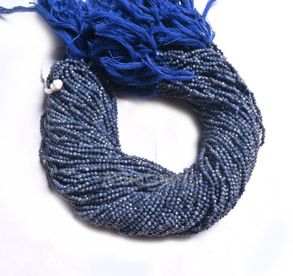 12.5"Strand Natural Blue Sapphire Micro Cut Rondelle Faceted Gemstone Beads,2.25-2.4 mm Sapphire machine cut Bead Jewelry Making Craft SALE