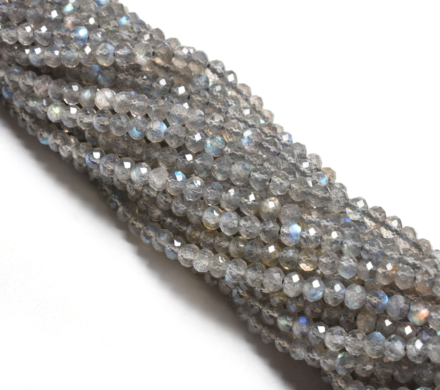 AAA Labradorite Faceted Beads,3.70 ,4 mm Natural Blue Fire Labradorite Micro Cut Rondelle Beads Black Rainbow Machine Cut Bead Jewelry SALE (15533)