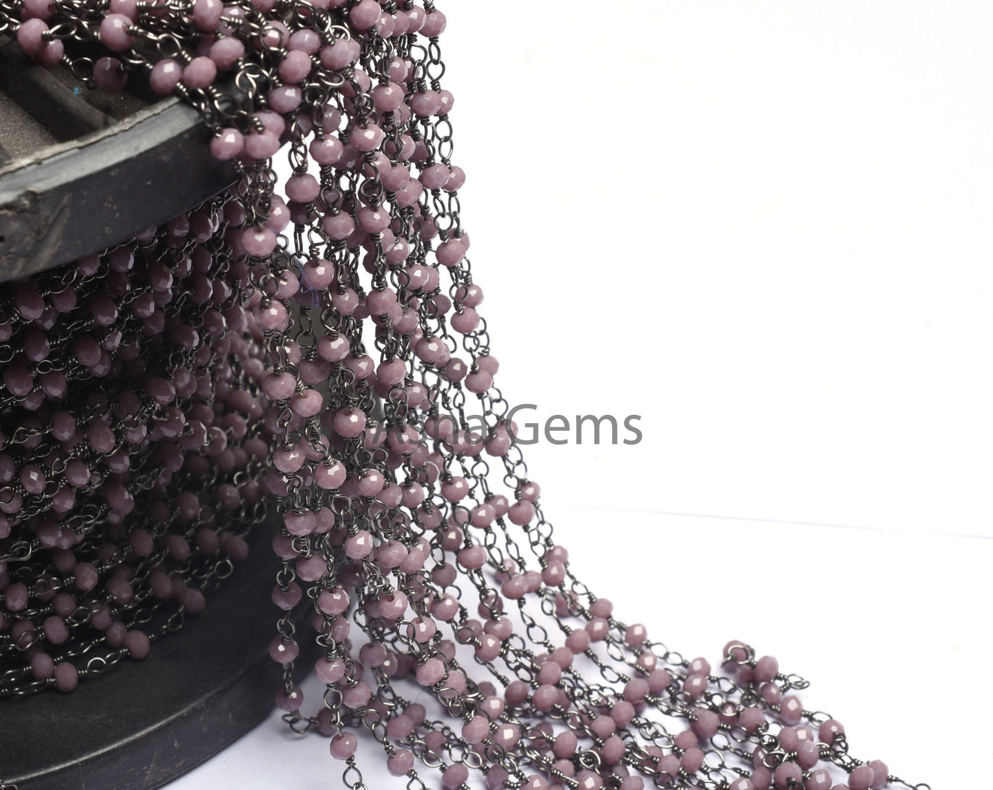 Beautiful Lavender Hydro Faceted Rondelle Beads Rosary Chain Black Metal Plated Gunmetal Wire Beaded Handmade Chains Jewelry making Necklace