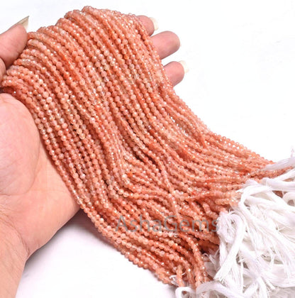 AAA Quality Natural Sunstone Micro Cut Gemstone Beads,3.5 mm Shaded Sunstone Machine Cut Rondelle Sunstone Beads Jewelry Making Crafts SALE
