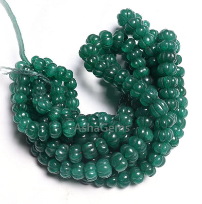16"Strand Green Quartz Carved Pumpkin Beads, Quartz Carving Watermelon Gemstone Beads,Fine Green Quartz Handmade carve Rondelle Bead Jewelry