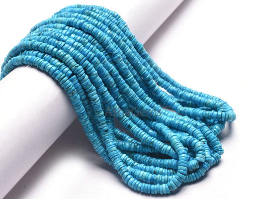 AAA Turquoise Howlite Smooth Tyre Shape Beads,5-5.5 mm Blue Turquoise Plain Handmade Tyre Shape Gemstone Beads For Jewelry Making Craft SALE