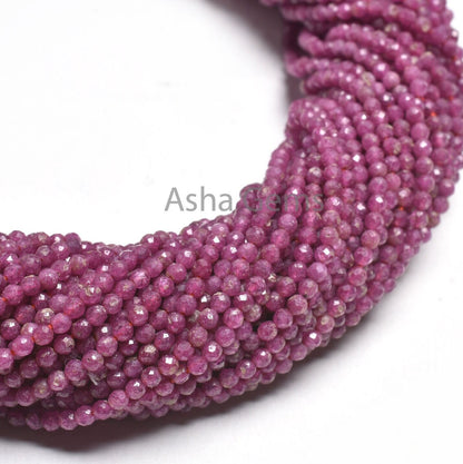 2.5 mm AAA Quality Real Ruby Micro Cut Faceted Rondelle Beads, Red Pink Ruby machine Cut Gemstone Bead, Natural Ruby Bead Jewelry Craft sale