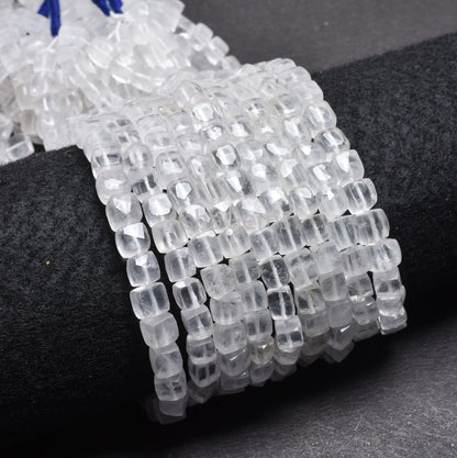 White Crystal quartz faceted 3D Cube Box Beads, Natural Crystal beads,8" Crystal faceted Cube Box Gemstone Beads Jewelry Making Crafts SALE