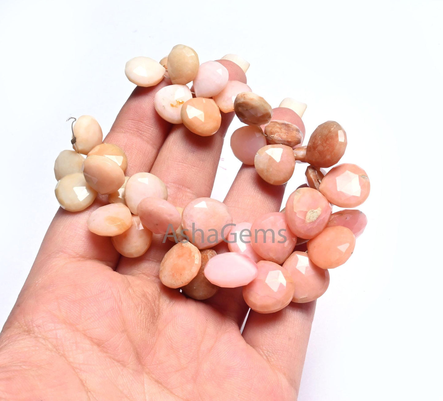Beautiful Pink Opal Faceted Heart Shape Beads,11.5-14mm Shaded Pink Opal Beads, Fine natural Opal Heart Briolette Gemstone Bead Jewelry SALE (AG 18605)