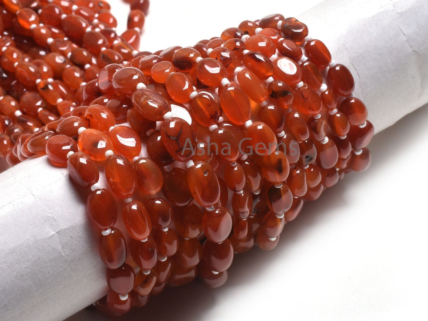 Natural Carnelian Oval Shape smooth Gemstone Beads,10" Strand Red Carnelian Handmade Uneven Oval Straight Drill Beads Jewelry Making Crafts