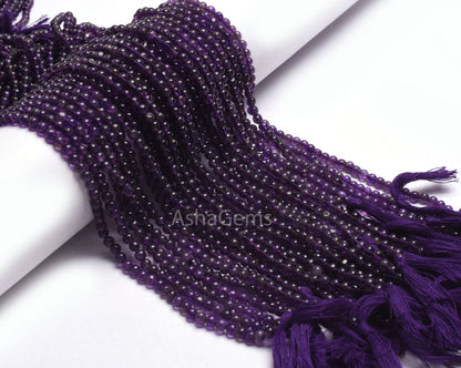 Purple Amethyst Smooth Round ball Beads,13" Strand African Amethyst Beads,4 mm Fine Dark Purple Amethyst Plain Round Gemstone Beads Jewelry