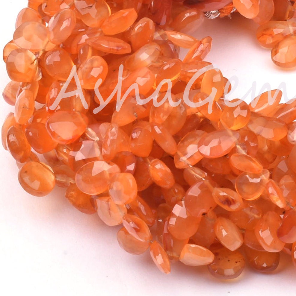 Beautiful Orange Carnelian Pears Shape Faceted Gemstone Beads, Cornelian Teardrop Briolette Side Drill Beads Carnelian Bead Jewelry makings