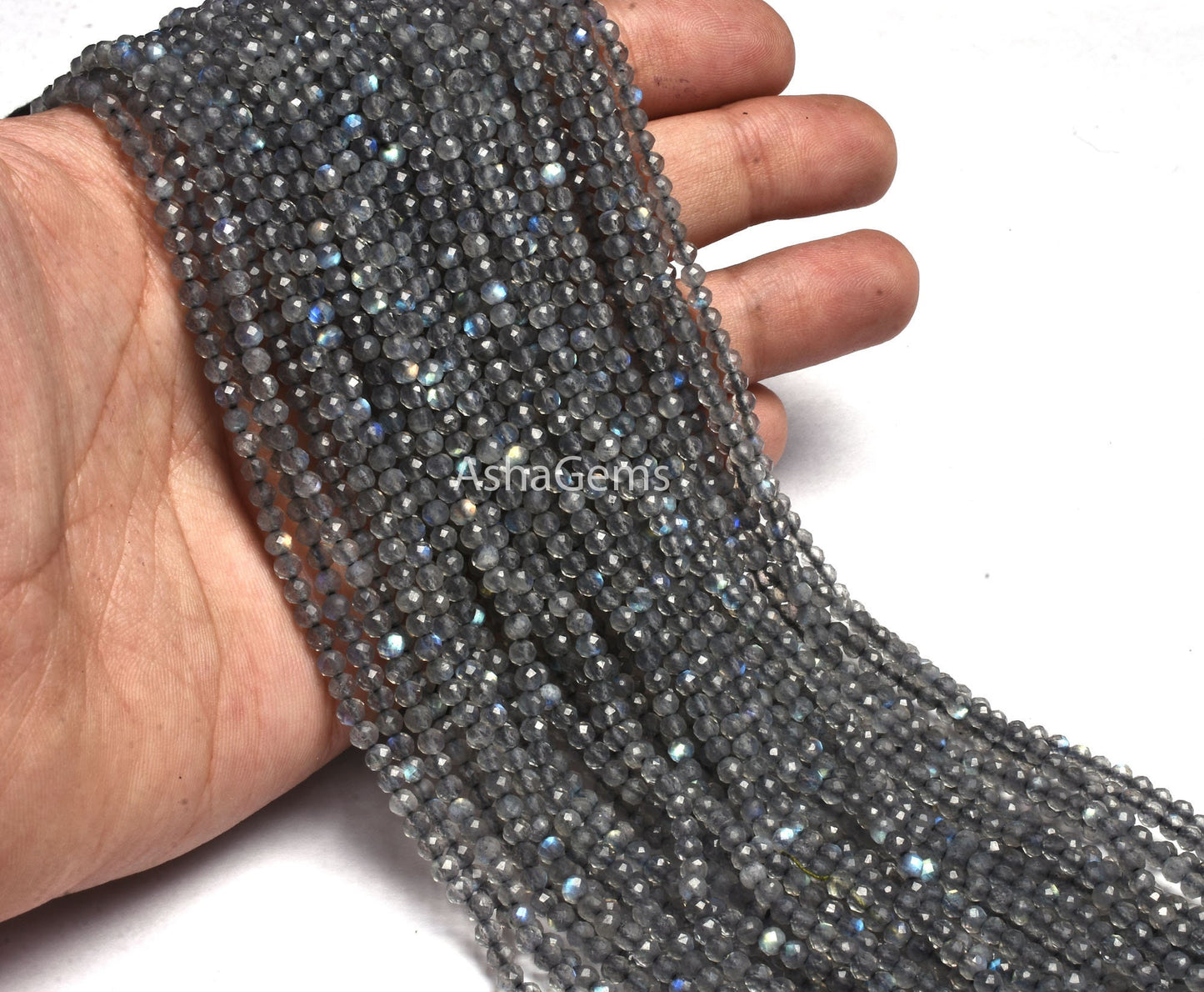 3 mm Labradorite Faceted Gemstone Beads, AAA Natural Blue Fire labradorite Rondelle Machine Cut Beads ,Black Rainbow Micro cut Beads Jewelry