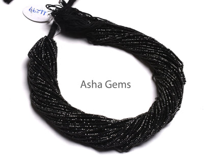 AAA+ Quality Black Spinal Micro faceted Machine Cut Flat Rondelle Beads,2.2x1.1 mm Natural Black Spinel Diamond Cut Beads, Spinel Beads SALE