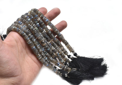 Natural Flash Labradorite Faceted  Heishi Tyre Gemstone Beads, Blue Fire Labradorite Flat Wheel Shape Beads, Labradorite Bead Jewelry Crafts