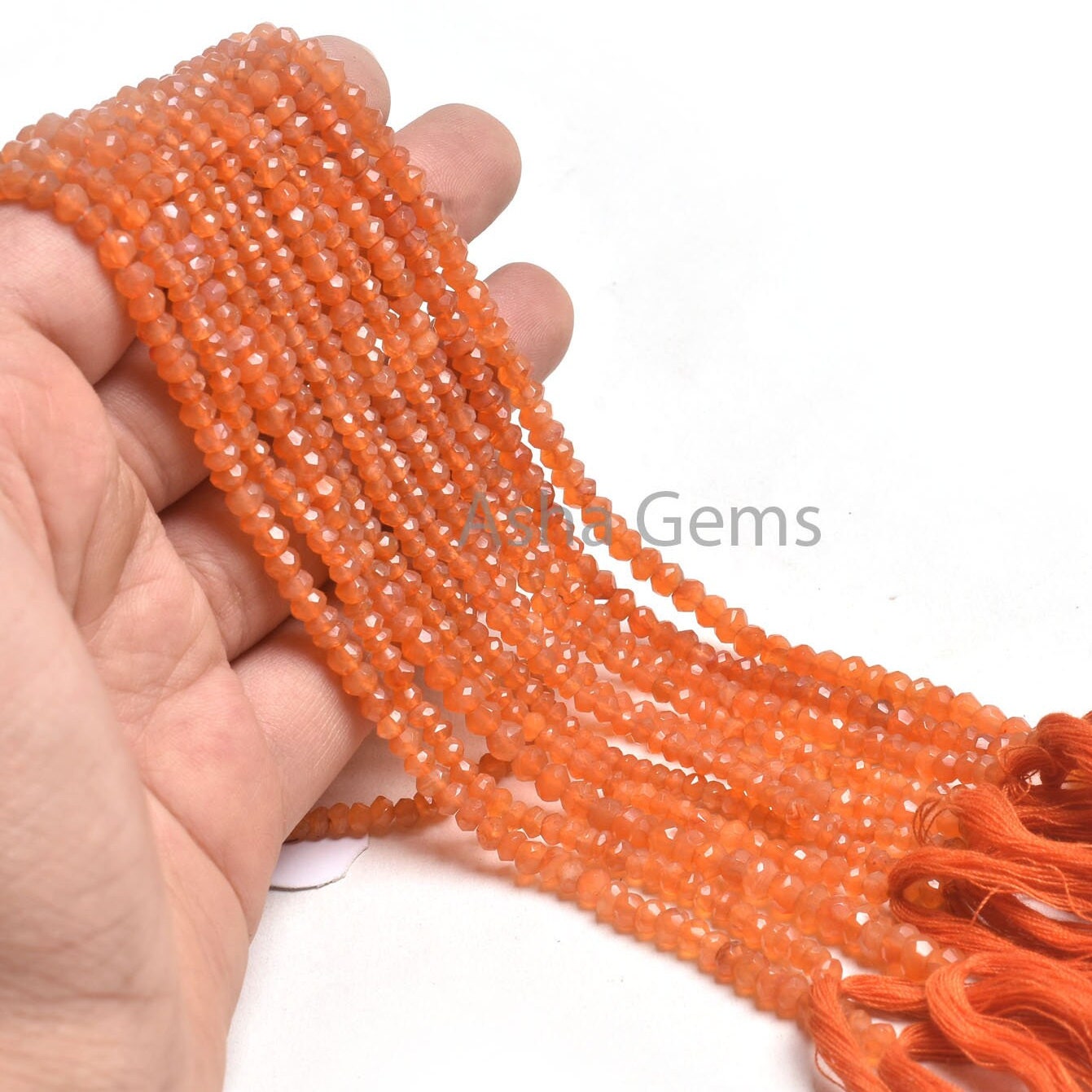 AAA Natural Carnelian Machine Cut Faceted Rondelle Beads,13" Strand Orange Carnelian Indian Cut Beads, Carnelian Beads Jewelry Supply Crafts