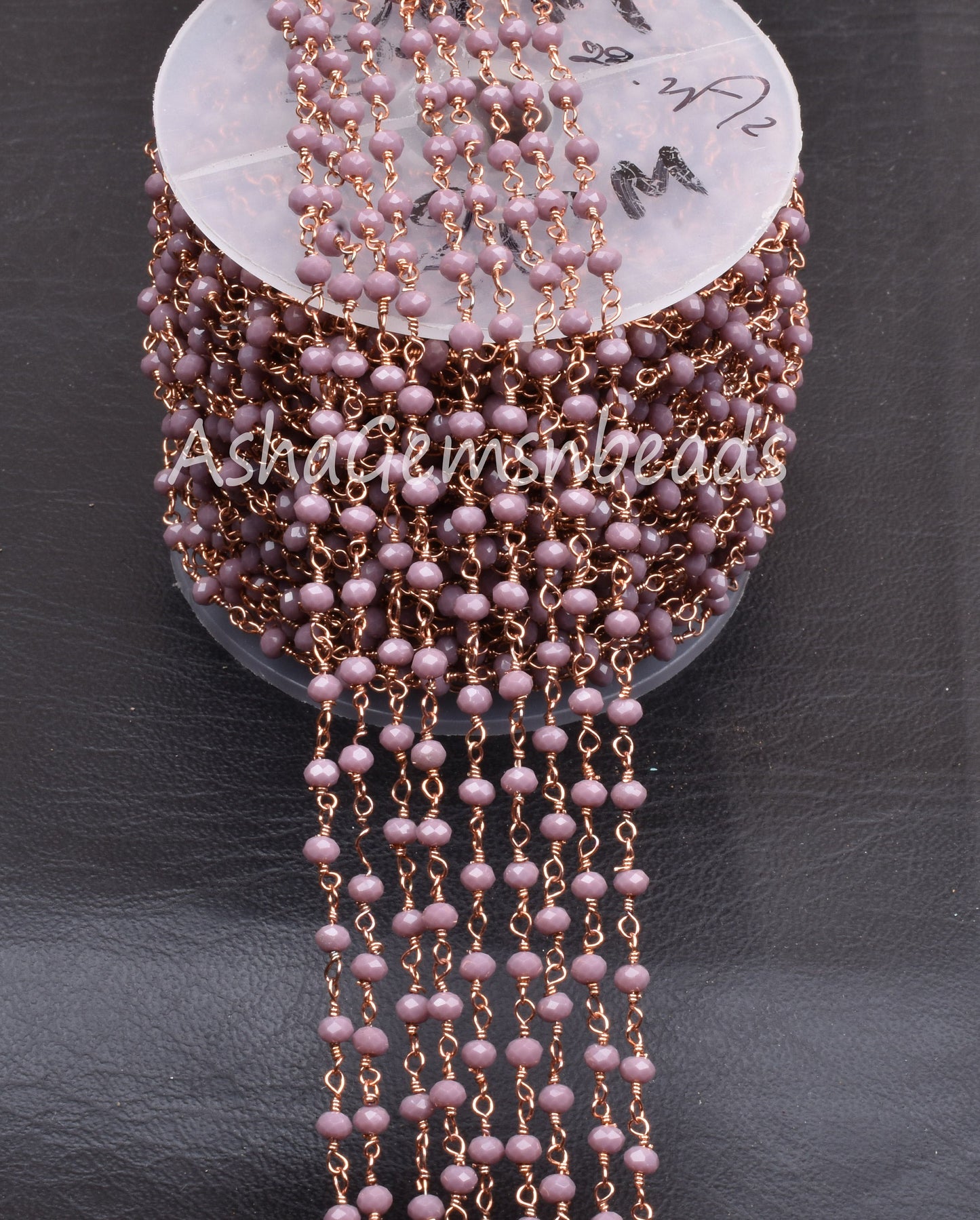 3,5,10 Feet Lavender Hydro Faceted Rondelle Beaded Rosary Chain RoseGold Plated Wire Jewelry Making Finding Wire Wrapped Chain 3-3.5mm Chain