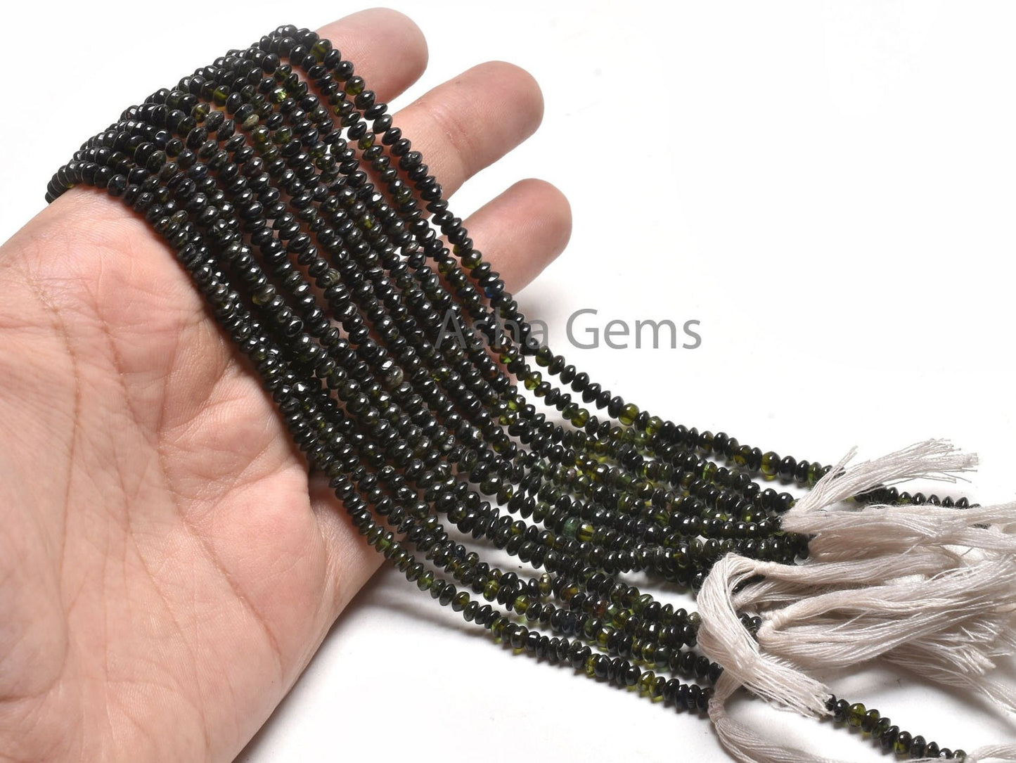 Natural Green Tourmaline Smooth Button Shape Gemstone Beads,13"Strand Tourmaline Handmade Button Center Drill Bead Jewelry Making Craft SALE