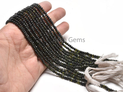 Natural Green Tourmaline Smooth Button Shape Gemstone Beads,13"Strand Tourmaline Handmade Button Center Drill Bead Jewelry Making Craft SALE