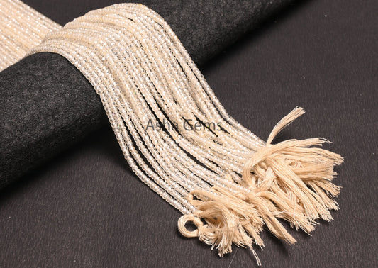 Beautiful Milky Cream White Zircon Micro Cut Faceted Rondelle Beads,3 mm Ivory White Cubic Zircon Machine Cut Beads Zircon Bead Jewelry SALE