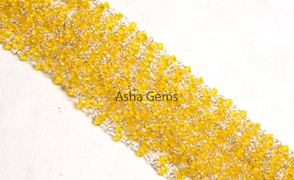 3,5,10,25 Ft,Lemon Quartz Hydro Rondelle Faceted Beaded Rosary Chain,Silver plated Chain,Jewelry Making Crafts,Finding,3-3.5 mm,Beads Chain