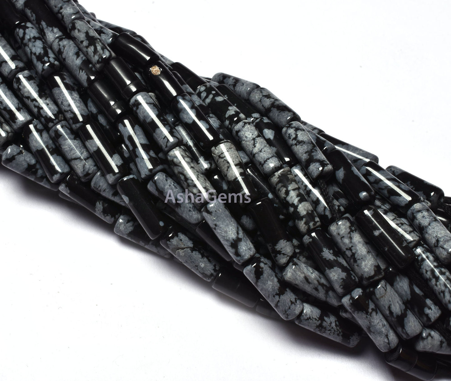 Natural Black Obsidian Smooth Fancy Tube Gemstone Beads, Black Obsidian Pipe Shape Beads, Briolette Obsidian Straight Drill For Craft Sale
