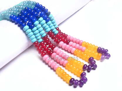 8 mm Fine Mix Color Quartz Smooth Rondelle Beads, Beautiful Rainbow Disco Color Jade Quartz Multi Shaded Gemstone Colorful Bead For Necklace(AG 12314)
