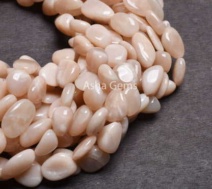 Beautiful Peach Moonstone smooth Nugget Gemstone Beads,13"Strand Pink Moonstone Plain Handmade Straight Drill Tumble Bead Jewelry Craft SALE (AG 22243)