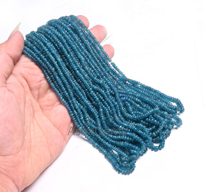 Beautiful Neon Blue Apatite Smooth Handmade Rondelle Gemstone Loose Beads,16" Neon Apatite Bead, Blue Apatite Bead Jewelry making Craft SALE