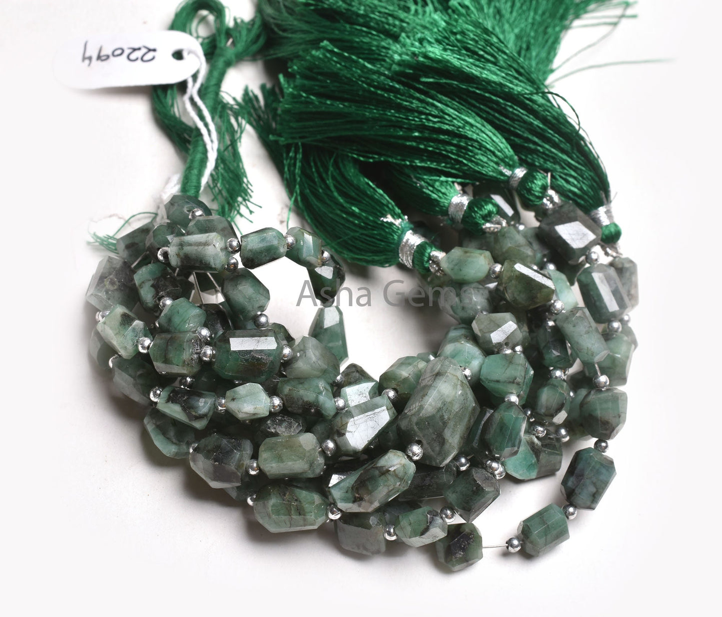 Real Emerald Faceted Nugget Shape Gemstone Beads, Natural Sakota Emerald Indian Cut Tumble Uneven Beads, Green Emerald Beads Jewelry Crafts