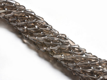 Beautiful Smoky Quartz Smooth Drops Shape Beads, Natural Smoky Straight Drill Teardrop Beads, Smoky Handmade Gemstone Loose Beads,14" Strand