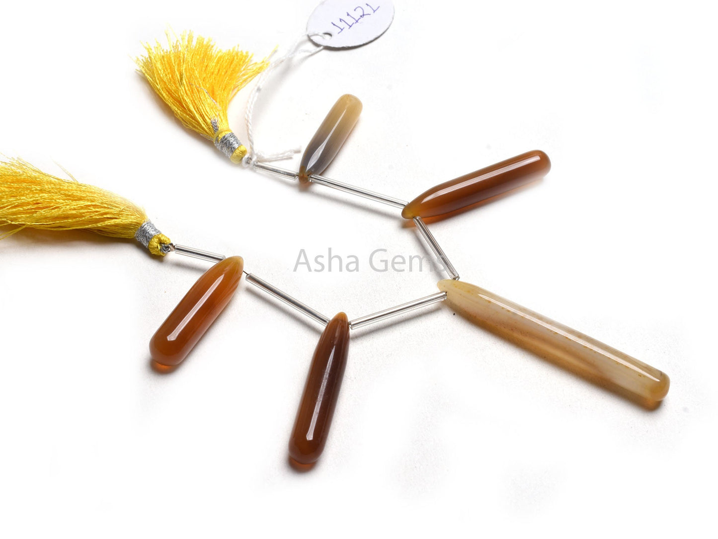 Beautiful Deep Yellow Shaded Chalcedony Plain Handmade Teardrop Side Drill Beads Chalcedony Smooth Fancy Pencil Long Drop Gemstone Bead SALE