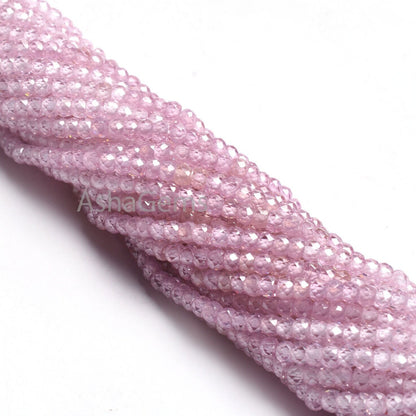 AAA Quality Shaded Pink Zircon Faceted Rondelle beads,3 mm Shaded Pink Cubic zircon Micro Cut Beads,13"Strand Zircon Bead Jewelry Craft SALE