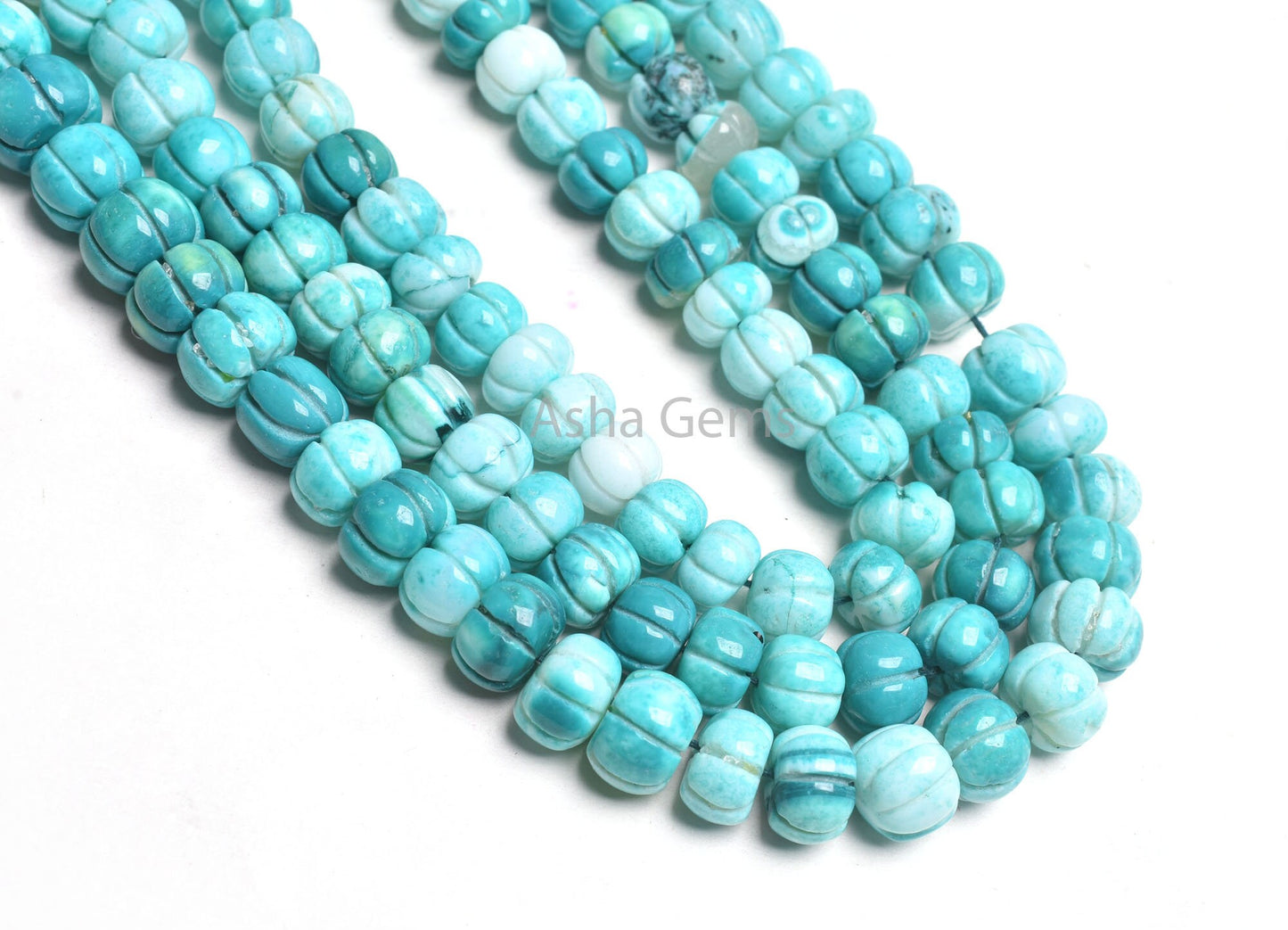 AAA Pine Green Opal Carving watermelon Beads,16"Strand Shaded Green Blue Opal carved Pumpkin Gemstone Handmade Beads Opal Carve Bead Jewelry
