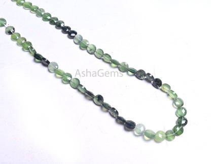 6 mm AAA Serpentine Faceted Coin Shape Gemstone Loose Beads, Shaded Green Serpentine Machine Cut Coin Serpentine Beads Jewelry Makings Craft