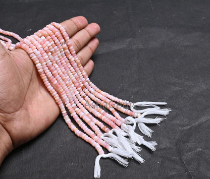 Beautiful Pink Opal Smooth Flat Rondelle Beads, Fine Pink Opal Beads Gemstone Opal Plain Handmade Uneven Rondelle Beads Jewelry Making SALE (AG 12326)