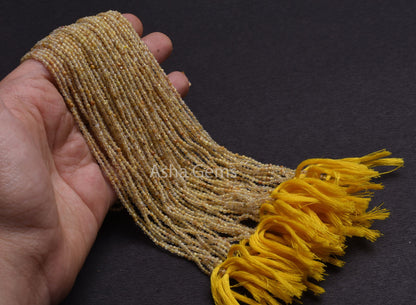 AAA Quality Golden Rutile Micro Cut Gemstone beads 2 mm Natural Rutile Machine cut Faceted rondelle beads, Golden Yellow Rutile Bead Jewelry