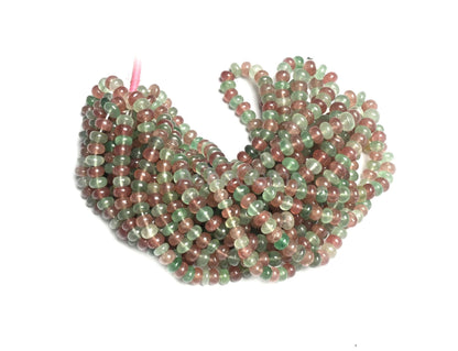 Shaded Pink Green Strawberry Quartz Rondelle Shape Handmade Beads, Natural Multi Strawberry Quartz Smooth Gemstone Loose Beads Jewelry SALE